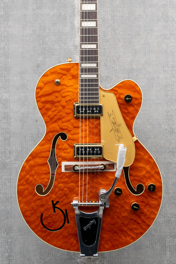 Gretsch G6120TGQM-56 Limited Edition Quilt Classic Chet Atkins® Hollow Body with Bigsby Roundup Orange Stain Lacquer