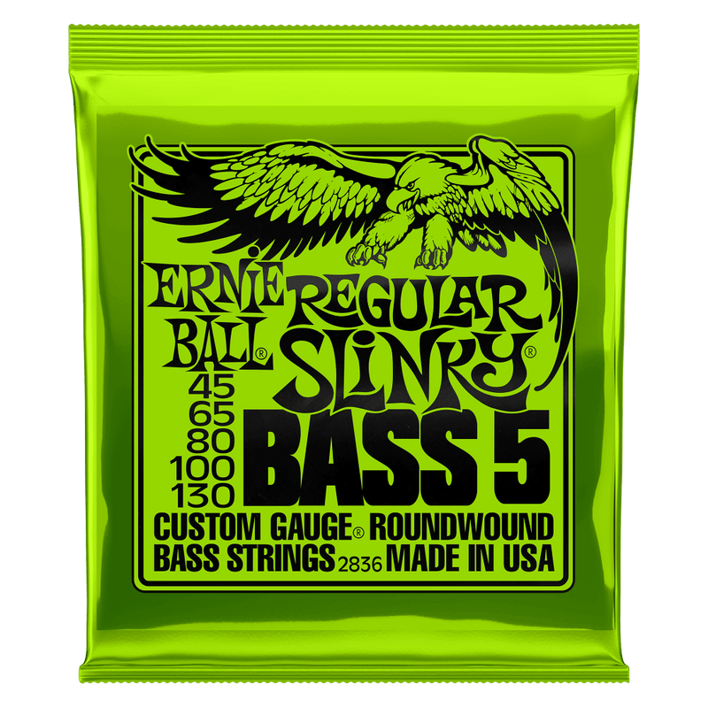 Ernie Ball Regular Slinky Nickel Wound 5-String Electric Bass Strings 45-130 Gauge