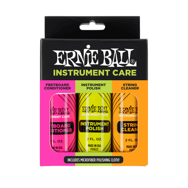 Ernie Ball Instrument Care 3-pack with Microfiber Polish Cloth