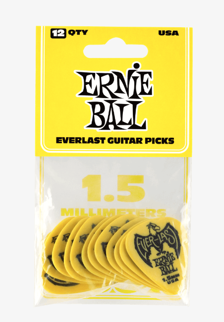 Ernie Ball Everlast Picks 1.5MM Yellow 12 Pack