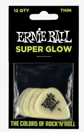 Ernie Ball Super Glow Cellulose Thin Picks 12 Pack