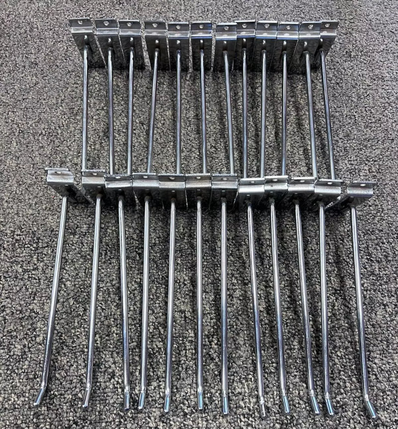 Slatwall 8” Chrome Peg Hooks Lot Of 24