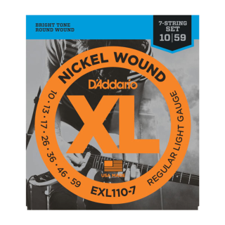 D'Addario EXL110-7 7-String Nickel Wound Electric Guitar Strings, Regular Light, 10-59