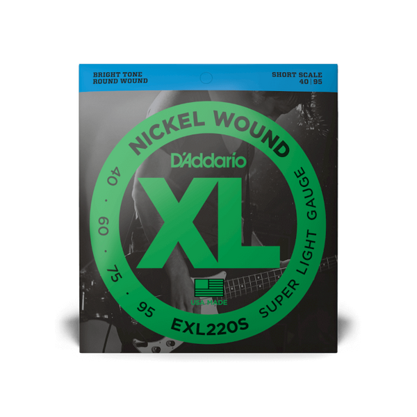 D'Addario EXL220S Nickel Wound Bass Guitar Strings, Super Light, 40-95, Short Scale