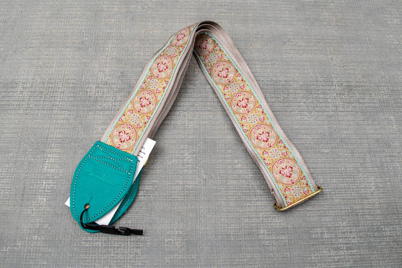 Souldier GS0043-BG05TL Medallion 1.5" Guitar Strap Teal & Mustard