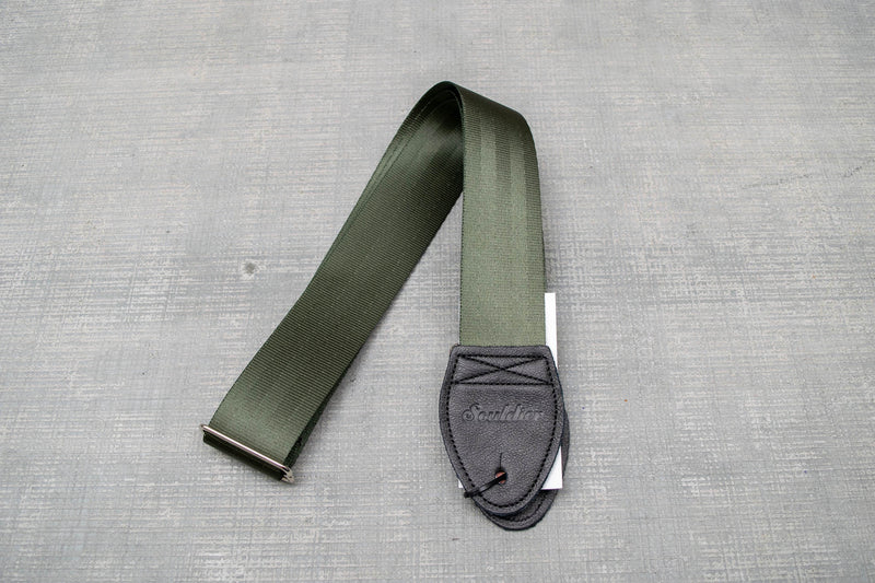 Souldier GS0000-OD04BK Plain Seat Belt Strap, Olive Drab with Black Ends