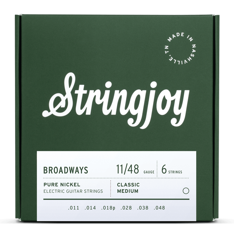 Stringjoy Broadways Classic Medium Gauge (11-48) Pure Nickel Electric Guitar Strings