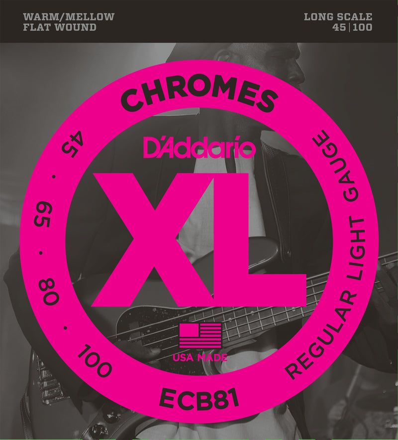 D'addario ECB81 Chromes Flat Wound Light Bass Strings