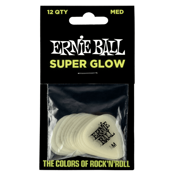 Ernie Ball Super Glow Cellulose Medium Picks 12 Pack