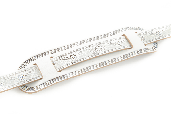 Gretsch Tooled Vintage Leather Guitar Strap, White