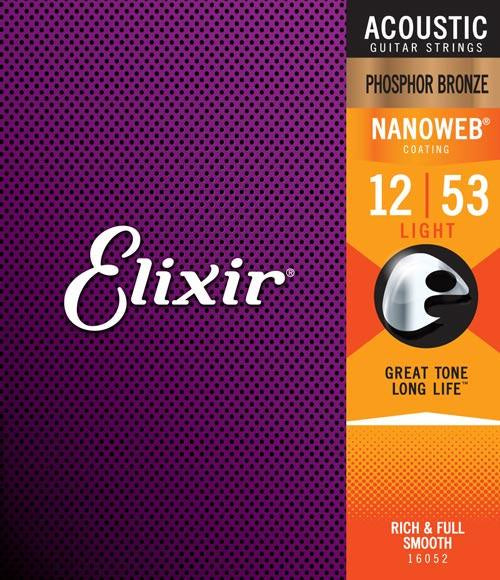 Elixir Phosphor Bronze Light Nanoweb .012-.053 Acoustic Strings