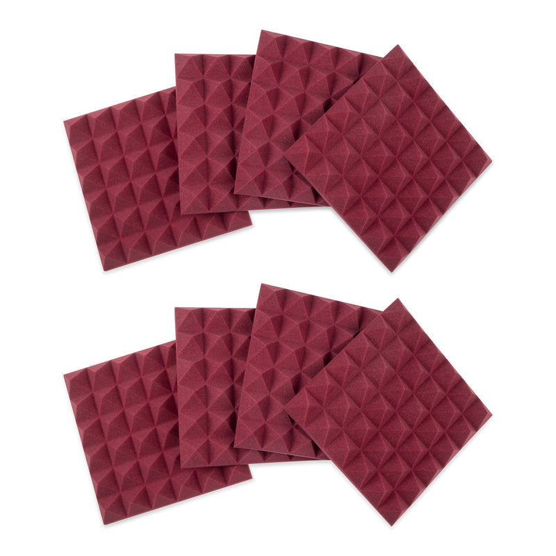 Gator 12x12 Acoustic Foam Pyramid Panels 8 Pack Burgundy