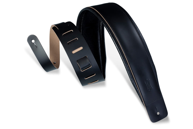 Levy's 3" Black Garment Leather Guitar Strap