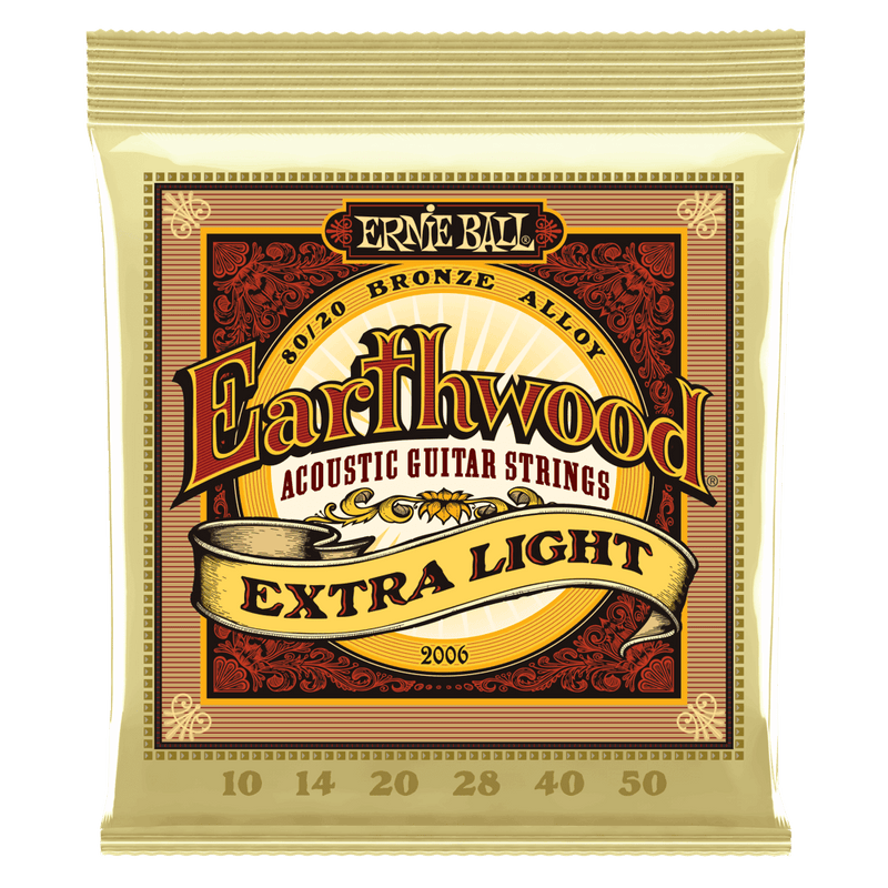 Ernie Ball Earthwood Extra Light 80/20 Bronze Acoustic Strings 10-50