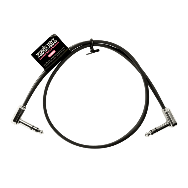 Ernie Ball Flat Ribbon Stereo Patch Cable 24in Black Single