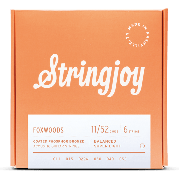 Stringjoy Foxwoods | Super Light Gauge (11-52) Coated Phosphor Bronze Acoustic Guitar Strings