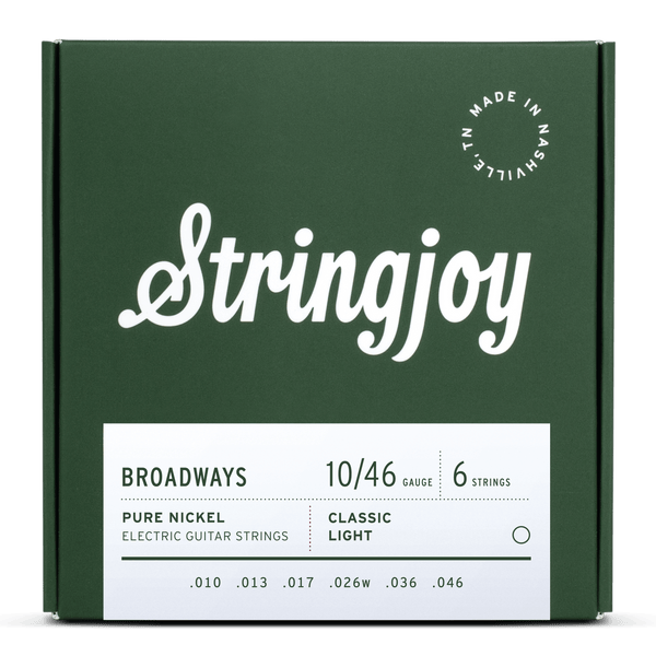 Stringjoy Broadways Classic Light Gauge (10-46) Pure Nickel Electric Guitar Strings