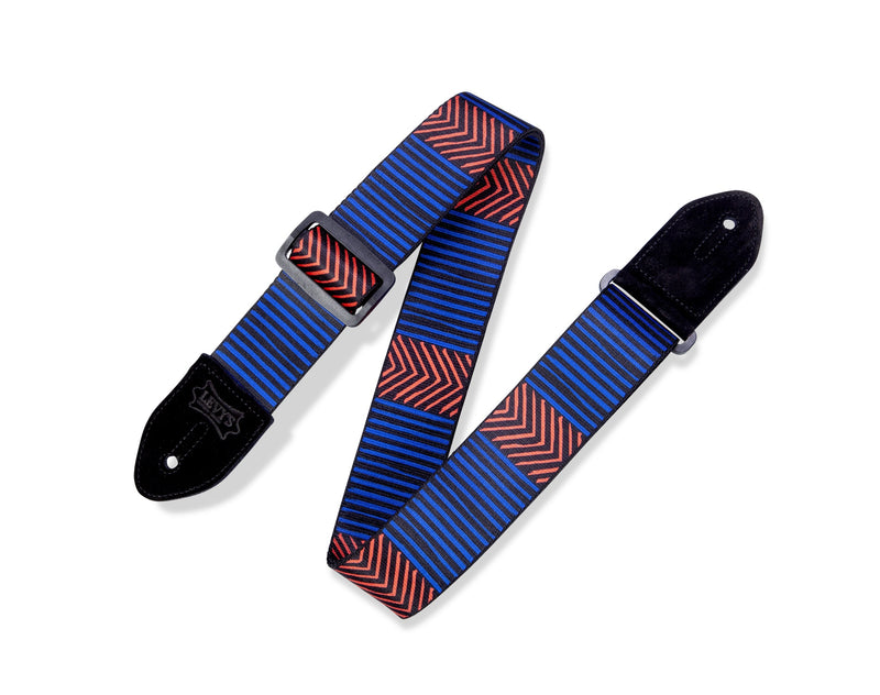 Levy's 2" Print Guitar Strap Polyester Blue Black Stripe